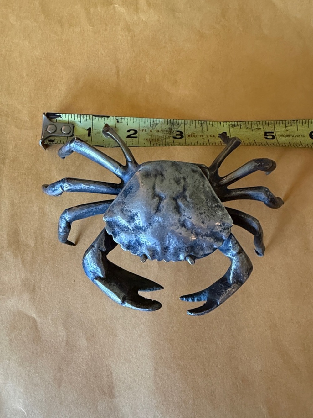 Decorative silver metal Crab Figurine in Aged Silver Tone